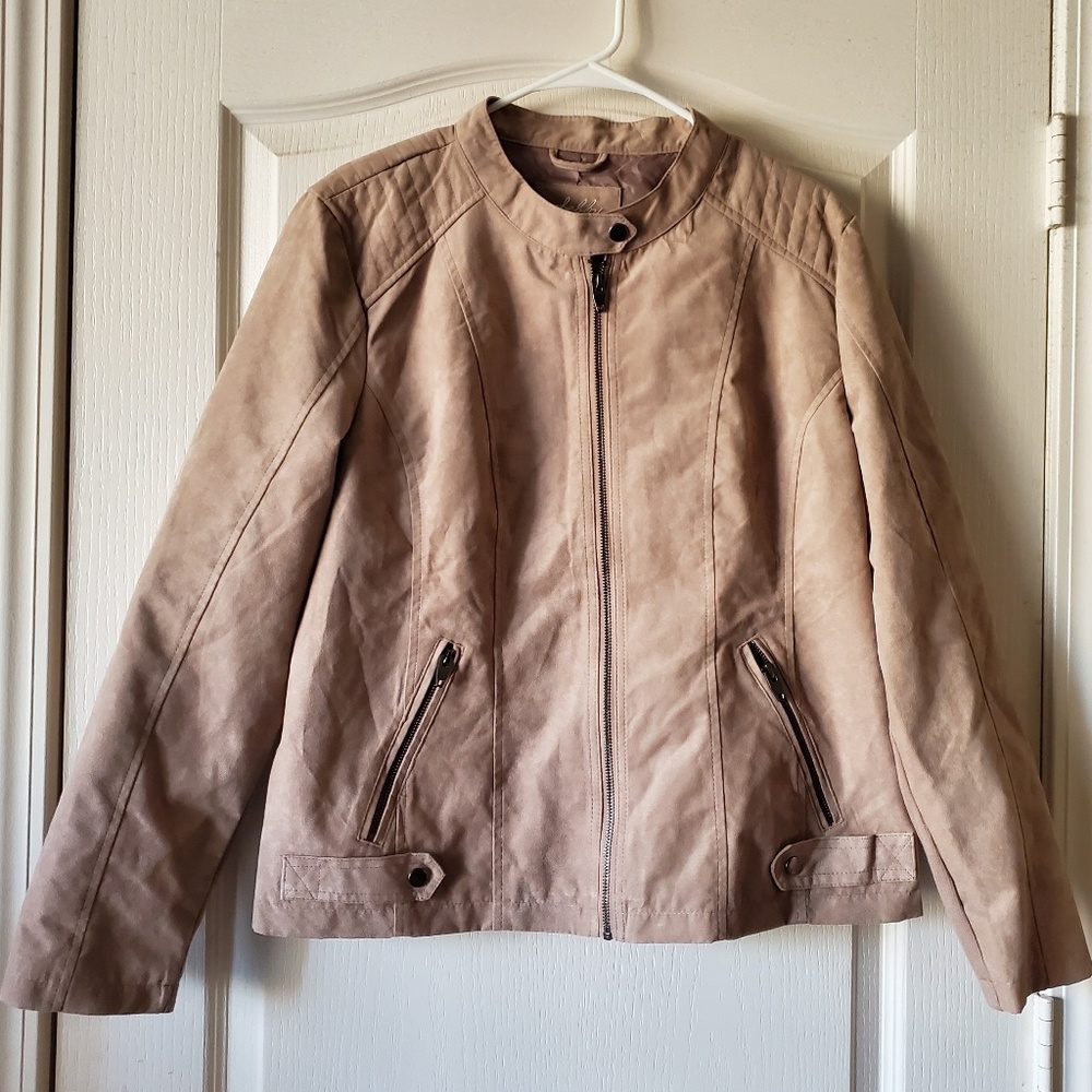 Sebby Collection Faux Suede Motorcycle Jacket 1x